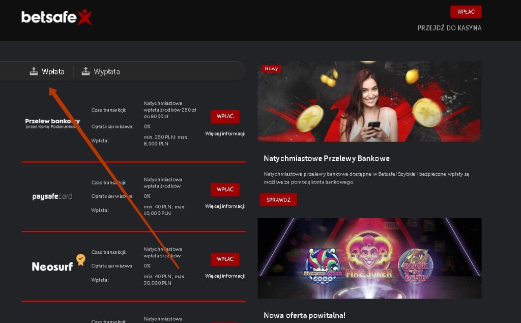 Metody płatności Betsafe